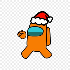 HD Orange Among Us Character Wear Santa Hat PNG