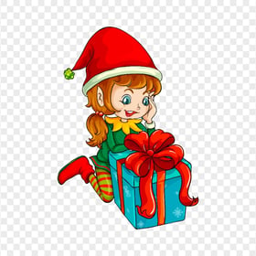 Cartoon Cute Girl Wearing Elf Christmas Clothes PNG