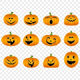 Set Of Halloween Pumpkins Jack O Lanterns Cartoons