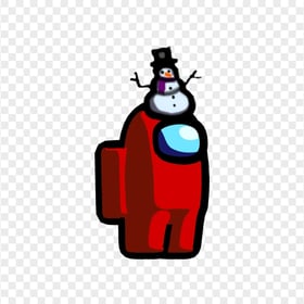 HD Red Among Us Crewmate Character With Snowman Hat PNG