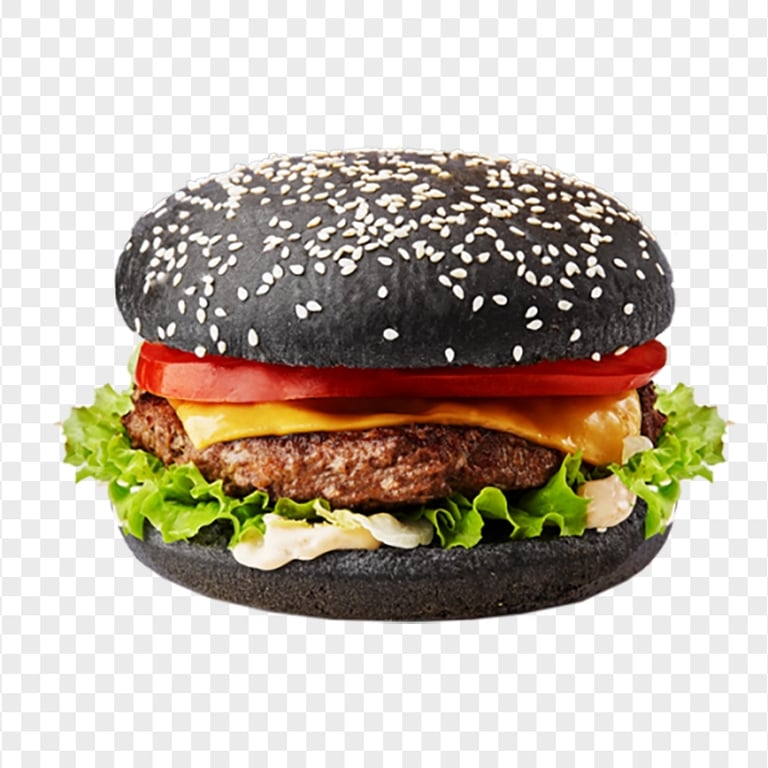 Crust Black Hamburger with Cheese Transparent PNG