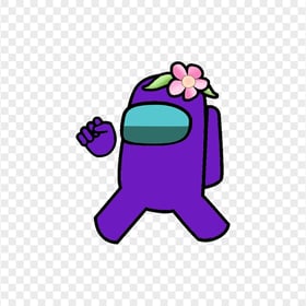 HD Purple Among Us Crewmate Character With Flower Hat PNG