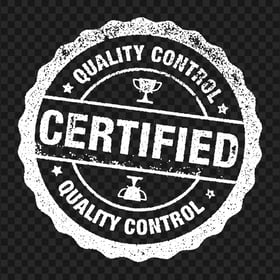 Certified Quality Control White Stamp Logo Sign PNG