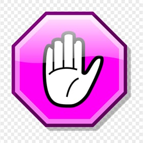 HD Stop Hand Symbol On Pink Road Sign Clipart PNG