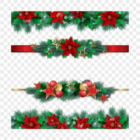 Decorated Pine Branches Borders Collection HD PNG