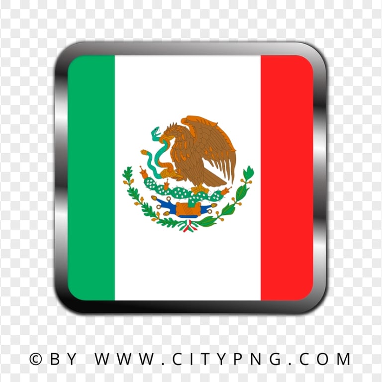 HD Mexico Square Metal Framed Flag Icon PNG
