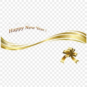 HD Gold Happy New Year & Ribbon PNG