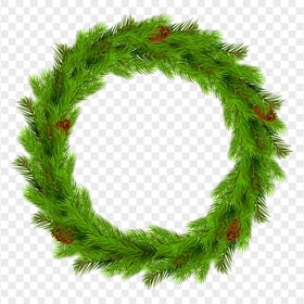 Green Pine Leaves Wreath PNG Image