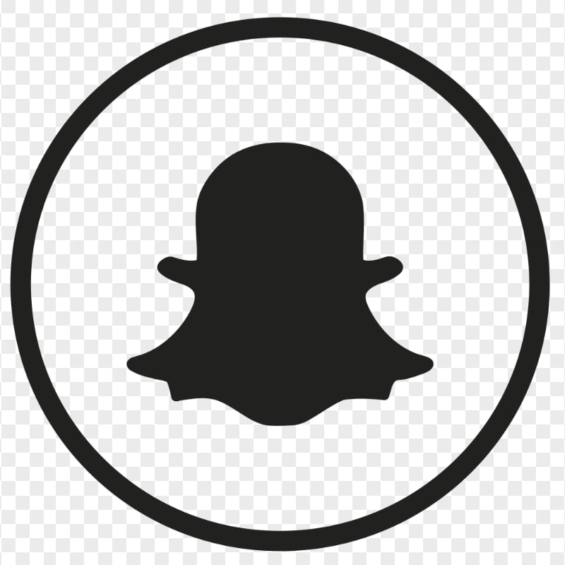 Round Outline Snapchat Logo Icon Ghost Black PNG