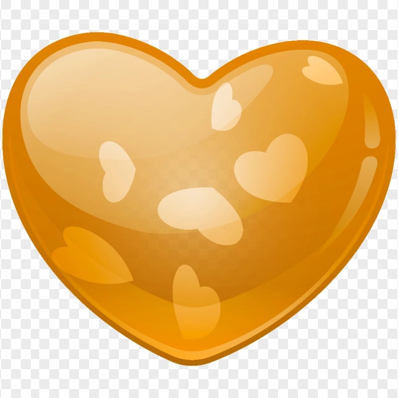 HD Orange Beautiful Glossy Heart Love Valentine Day PNG