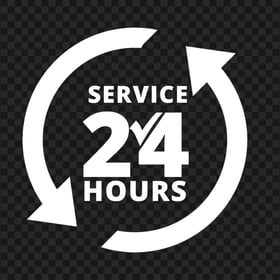 24 Hours Service White Logo Icon Sign PNG Image