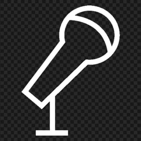 Mic Microphone Stand White Outline Icon