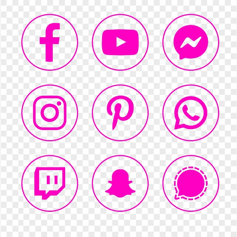 HD Social Media Pink Outline Round Icons PNG | Citypng