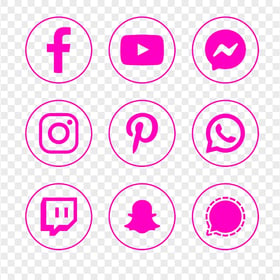 HD Social Media Pink Outline Round Icons PNG