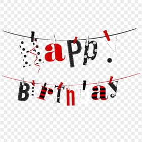 HD Black & Red Happy Birthday Lettering Transparent PNG