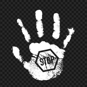 HD White Hand Print With Stop Sign PNG