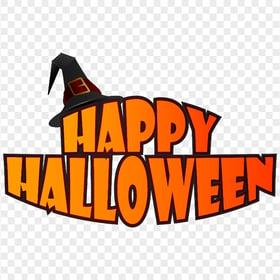 Cartoon Halloween Text Logo With Witch Hat HD PNG