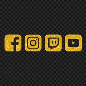 HD Gold Glitter Facebook Instagram Twitch Youtube Icons PNG