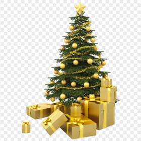 HD Real Christmas Tree With Gifts PNG