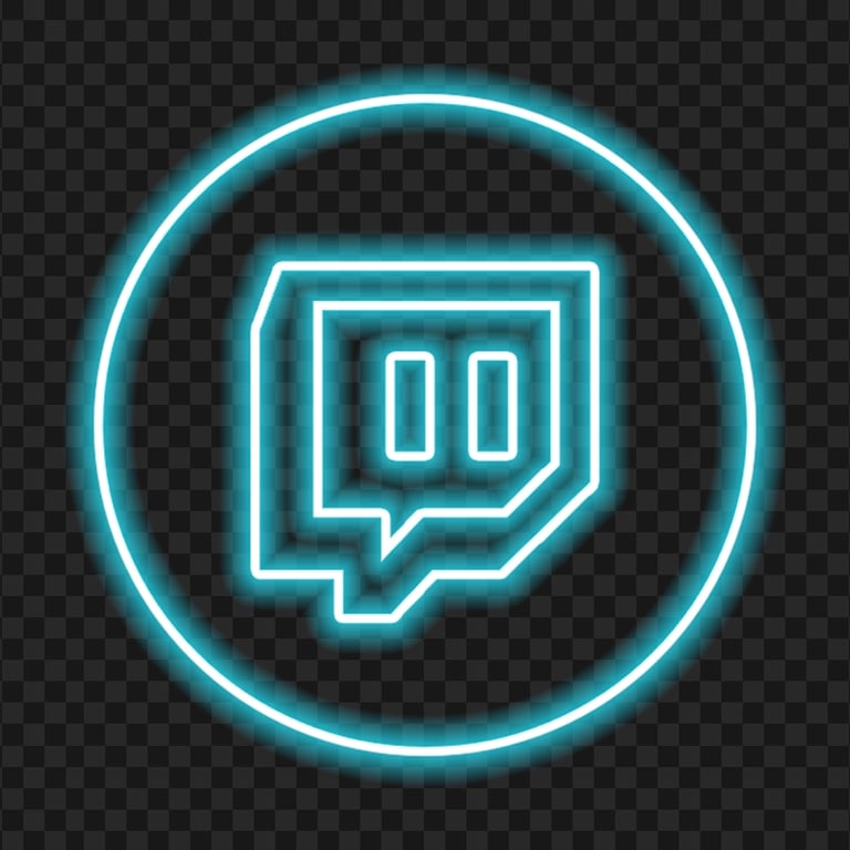Neon Light Blue Twitch App Round Icon PNG
