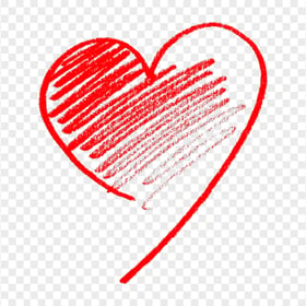 HD Red Heart Pencil Scribble Art PNG