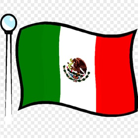 Clipart Illustration Mexico Flag Pole Image PNG