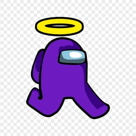HD Purple Among Us Character Walking With Angel Halo Hat PNG