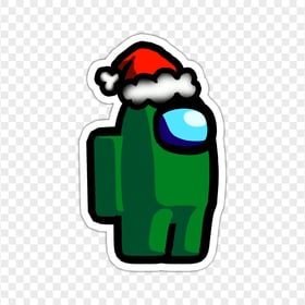 HD Green Among Us Character Santa Hat Stickers PNG