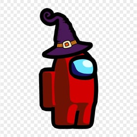 HD Red Among Us Character Witch Hat PNG