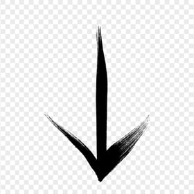 HD Black Arrow Point Down Bottom Brush Stroke PNG