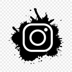 Withe Instagram Logo In Black Brush Stroke Icon