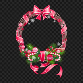 PNG Christmas Pink Decorated Wreath Illustration