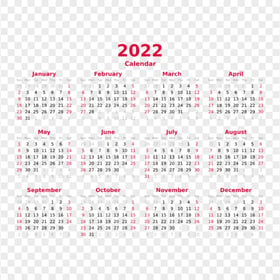 HD 2022 Calendar Agenda PNG