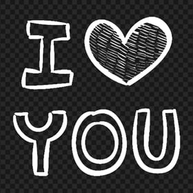 HD I Heart You White Handwriting Transparent Background