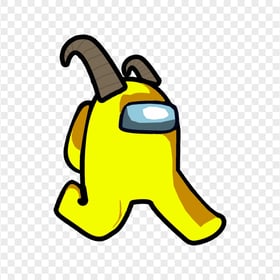 HD Yellow Among Us Walking Character With Ram Horns PNG