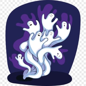 Cartoon Halloween Spooky Ghosts Image PNG