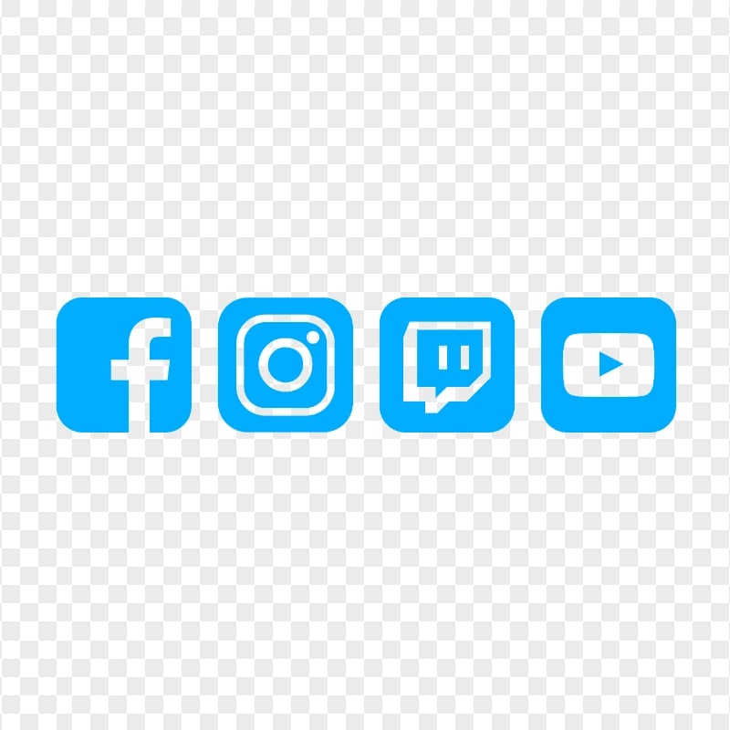 HD Blue Facebook Instagram Twitch Youtube Square Icons PNG