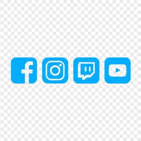 HD Blue Facebook Instagram Twitch Youtube Square Icons PNG
