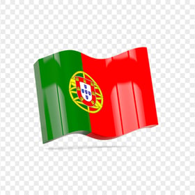 3D Glossy Wave Portugal Flag Icon PNG