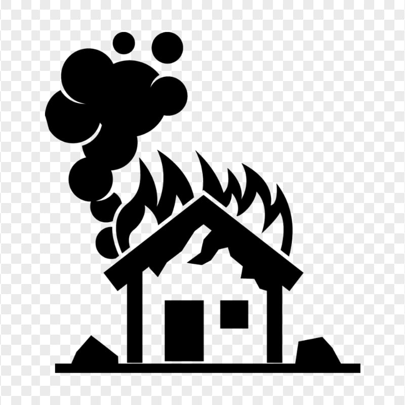 HD House Home Fire Black Icon PNG