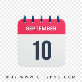 10th September Date Red & White Calendar Icon HD PNG