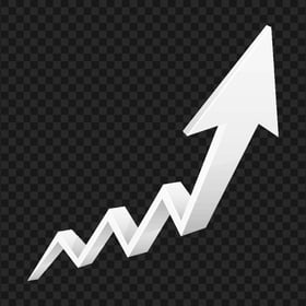 HD 3D Upward Growth White Arrow PNG