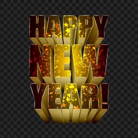 Golden 3D Happy New Year Transparent Background