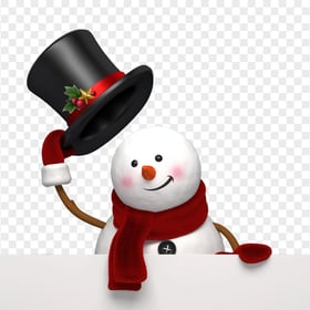 Snowman Illustration Wearing Cowboy Christmas Hat