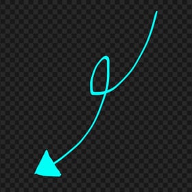 HD Turquoise Line Art Drawn Arrow Pointing Down Left PNG