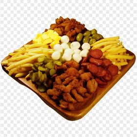 Delicious Fast Food on a Wooden Plate Transparent PNG