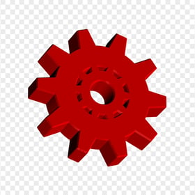HD Red 3D Gear Wheel Transparent Background