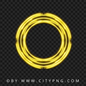 Yellow Glowing Light Neon Lines Circle Image PNG