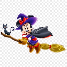 Halloween Minnie Mouse Witch Flying On a Broom