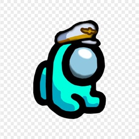 HD Cyan Among Us Mini Crewmate Baby Captain Hat PNG